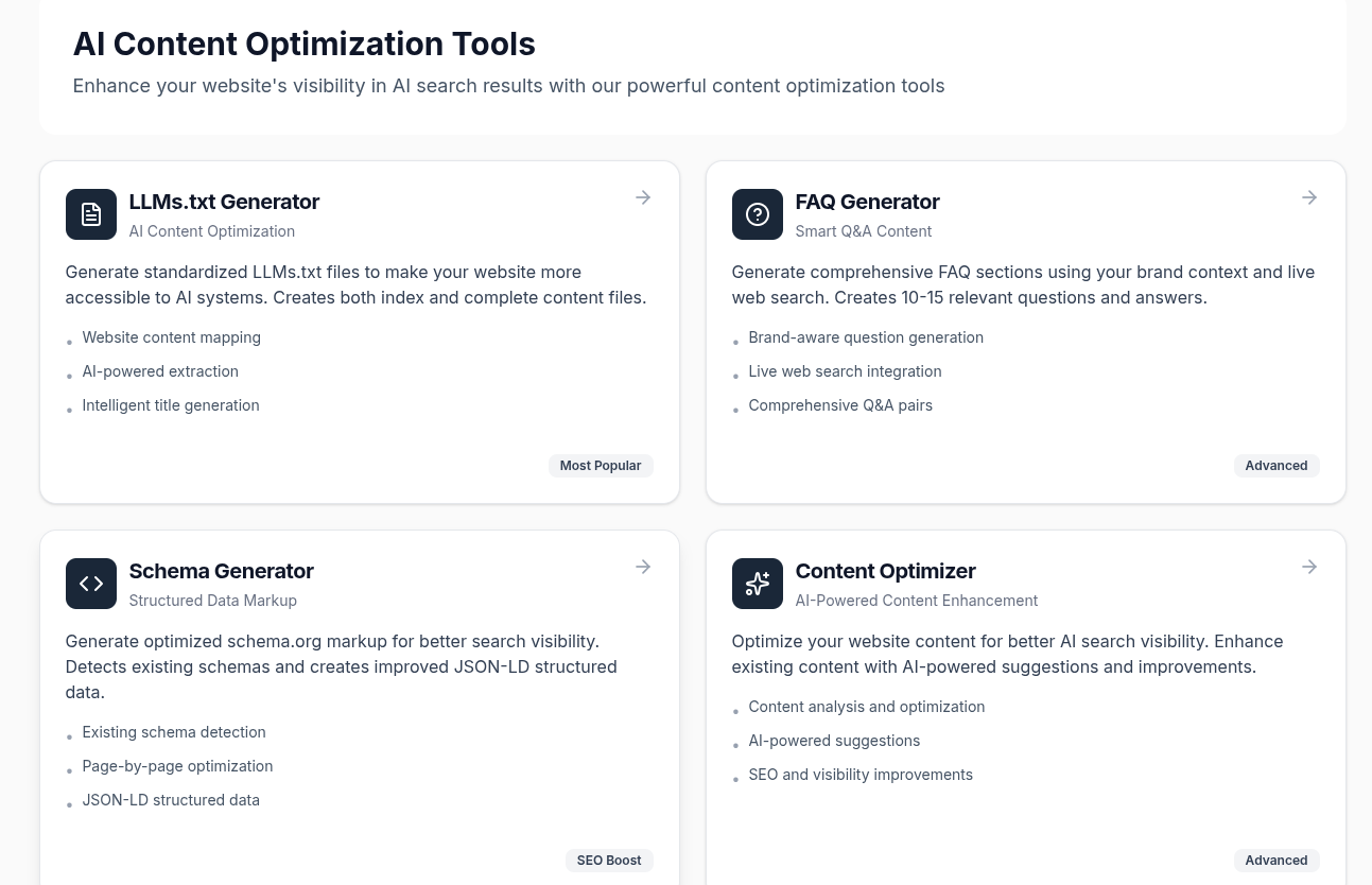 AI Content Optimization Tools Dashboard