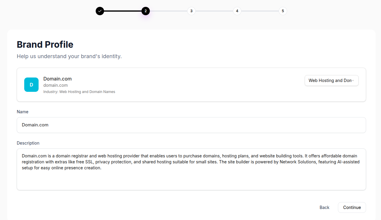 Brand Profile Setup Screen